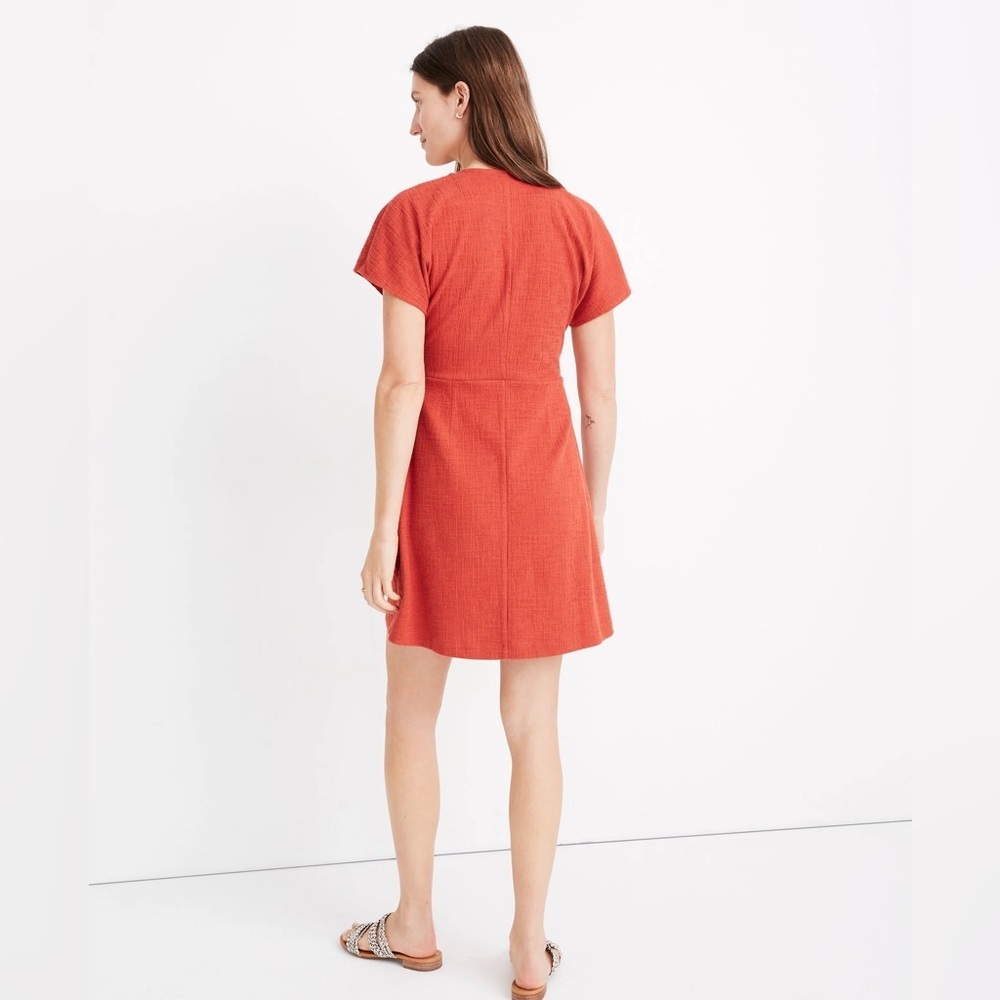 Madewell Cross Front Wrap Flutter Sleeve Mini Dre… - image 8